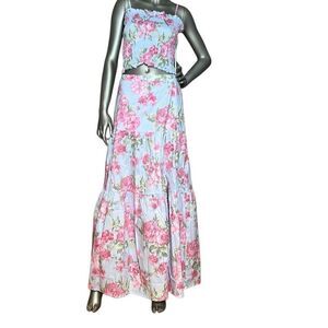 NWT WAYF Smock Tube Top and Maxi Tiered Skit Set Floral (011)